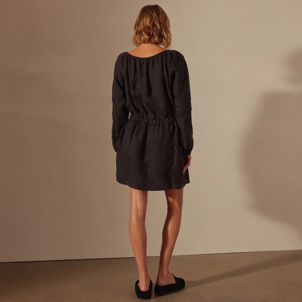 James Perse Linen Dress Black Off Shoulder Size 4 XL New Tag $250 - Picture 5 of 10